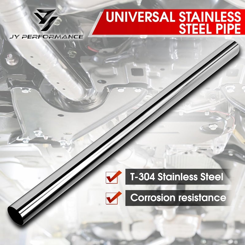 JY PERFORMANCE 2.5 Inch Universal Custom Exhaust Straight Pipe Stainless Steel T304 Tubing Piping | 47.3 Inch Long 2.5'' OD - Image 3